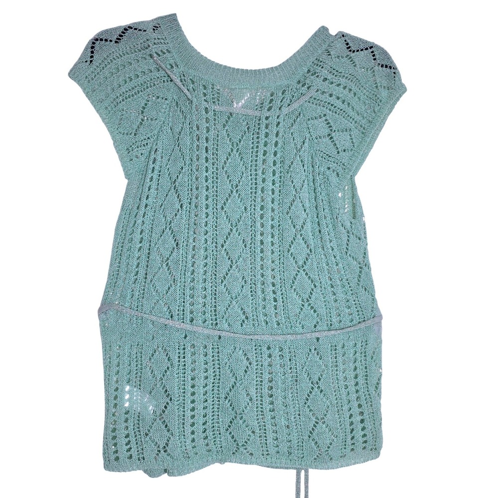 Nekane NKN Lorenza Knit Vest Women S/M Green Excellent Boho Button Tie Waist EUC - Picture 6 of 11